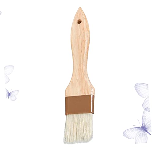 KICHOUSE 1pc Wooden Handle Wool Basting Brush Heat Resistant Kitchen Cooking Tool for Bbq Baking and Roasting Versatile Pastry Brush with Utility Hanging Khaki Color