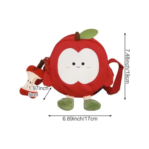 Apples Shaped Crossbody Bag Cartoon Fruit Shoulder Bag Nylon Tote Bag Adorable Student Handbag for Girls2