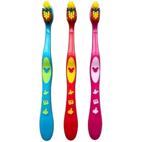 Oral Basics Baby, Infant & Toddler Toothbrush for Little Children Kids Ages 24 Months Old and Up, Mickey & Minnie Mouse Characters, Soft - Pack of 3 Cover