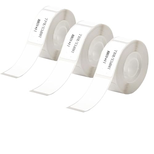 3 rollos de cinta de etiquetas, térmica, 14 x 40 mm, para etiquetas de impresoras de etiquetas, para imprimir códigos de barras, nombres, precios, hogar, escuela, oficina, etc. (180 etiquetas/rollo)