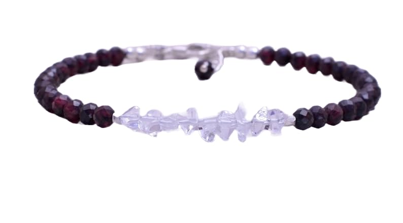 Bracelet Diamant de Herkimer et Grenat en argent fin 925