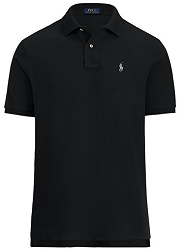 Image of Polo Ralph Lauren Men's Classic Fit Mesh Polo Shirt (Large, Black /Silver Pony)