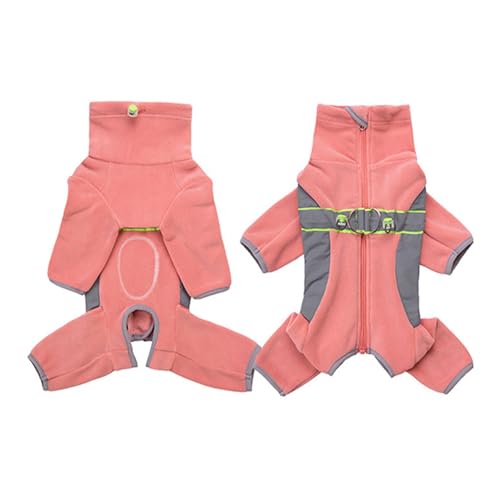 Warmer Fleece-Hundemantel mit Beinen, sicher, reflektierend, vollständig geschlossen, schneidbarer Bauch, kleine Hunde, Herbst, Winter (Graublau, Größe 2XL)