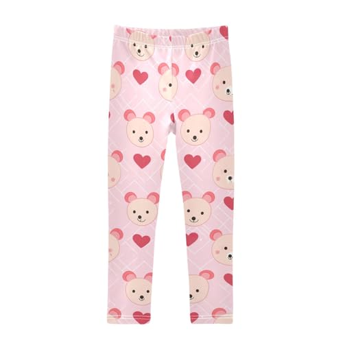 Kids High Waist Teddy Bear Red Heart Valentine's Leggings for Toddler Girls 4T 202b2972