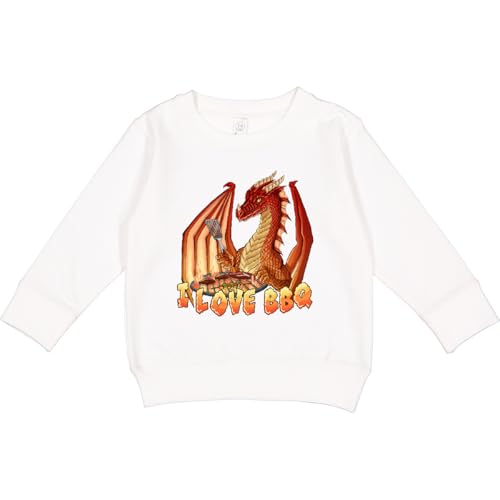 inktastic I Love BBQ- Dragon with Barbecue Grill Toddler Sweatshirt 3T White 44211