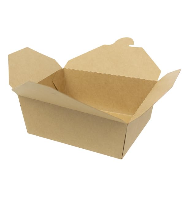 25 Caja Americana Kraft, 17x13,5x6,5 cm, 1300 ml, Resistente y Biodegradable, Comida Rápida y Para Llevar, Ecológica