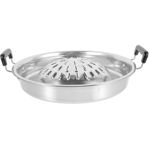 SEWACC Sartén Parrilla Coreana Multifuncional de Aluminio para Barbacoa Portátil Bandeja Redonda Reutilizable para Camping y Uso Doméstico Adecuado para Asar Carne Verduras y Mariscos