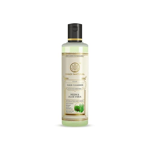 Khadi Natural Neem & Aloe Vera Herbal Shampoo | Anti Dandruff, Scalp Cooling | Strengthens Hair Roots | Supports Scalp Health| SLS and Paraben Free | 210ml