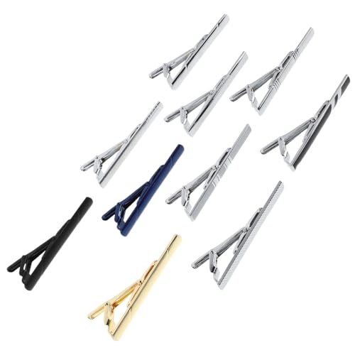 Pinzas para corbata de plata y cobre con caja de regalo elegantes para hombre, set de 10 unidades