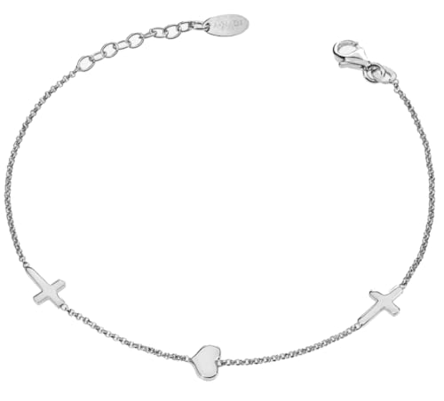 Bracelet croix et cœur en argent 925 rhodié Amen bijoux pour style unisexe