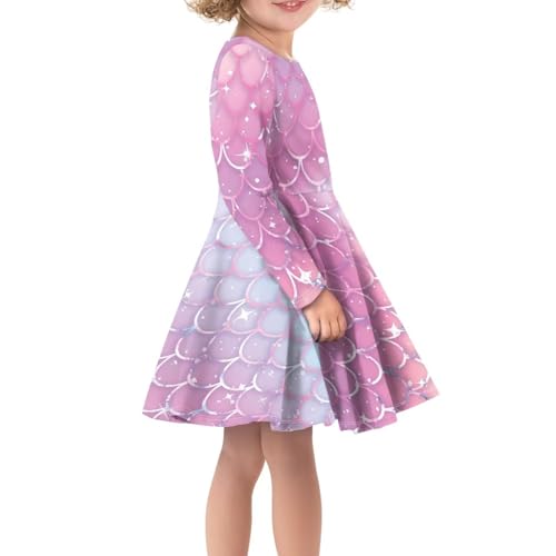 Girls Long Sleeves Dress Casual A Line Swing Ruffle Playwear Dress for Party Trip Daily Size XS-3XL4