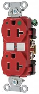 Straight Blade Devices, Duplex Receptacle, Hospital Grade, Hubbell-Pro, LED Indicator, 20A 125V, 2-Pole 3-Wire Grounding, 5-20R, Red