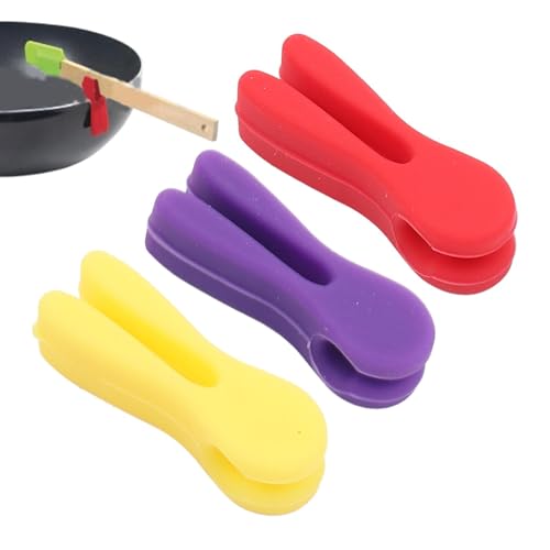 Clip per pentola in silicone, poggiapolsi in silicone per piano cottura – supporto per cucchiai, utensili da cucina a forma di coniglio, supporto per spatola 3X per bancone, portacucchiaio da cucina