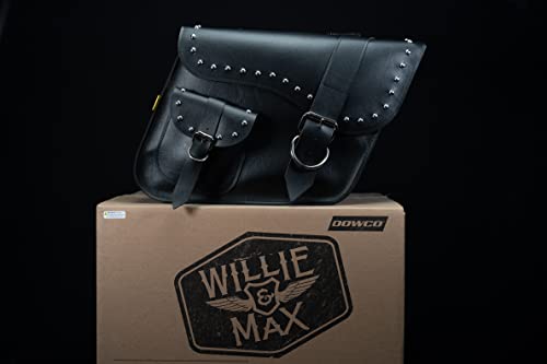 Juego de alforjas para motocicleta Dowco Willie & Max Serie Ranger 58750-01, cuero sintético con remaches, inclinadas, negras, ajuste universal, capacidad total de 38 litros miniatura 7