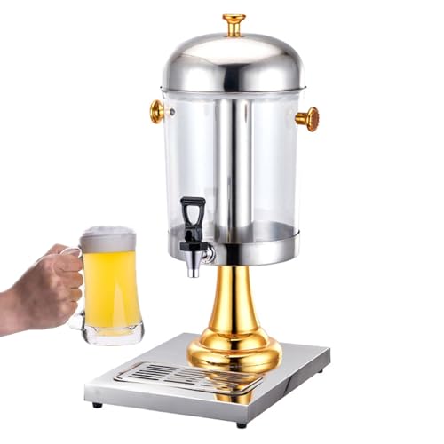 Dispensador de bebidas de acero inoxidable con grifo, dispensador de bebidas de gran capacidad, dispensador de jugo sellado, para desayuno, bufé, bares, hoteles, dorado, 8 L