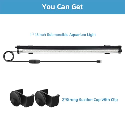 Image of DaToo Submersible Aquarium Light 18Inch Fish Tank Light Bubbler Wall with Air Bubble Hole IP68 Waterproof Color Changing Led Light for Freshwater and Saltwater Aquariums Fish Tanks