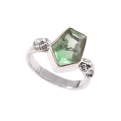 Bague en améthyste verte et argent 925 de créateur turc taille 51.75