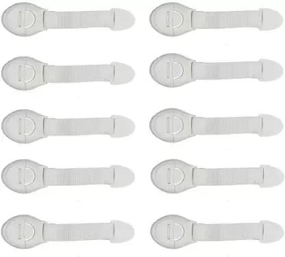 Safety Cabinet Latch/Lock 10 Pieces for Cabinet, Drawer, Fridge for Baby Child Infant Safety Latch with Strong Tape (White)