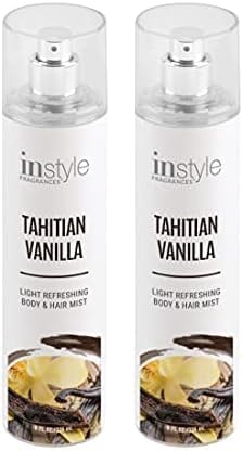 Instyle Fragrances | Body & Hair Mist | Tahitian Vanilla Scent | With Panthenol | CLEAN, Vegan, Paraben Free, Phthalate Free | Premium 8 Fl Oz Spray Bottle (Pack of 2)