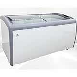 Chest Freezer Glass Door slide Commercial Ice Cream Freezer 60" White Curve Display Top w/Storage Baskets 16 Cu.ft XS460-YXL