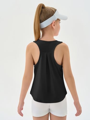 Haloumoning Girls Athletic Tank Tops Kids Racerback Sleeveless Workout Running Sports Shirts 5-14 Years4