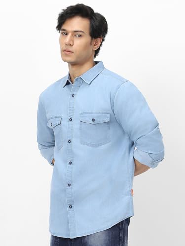 Image of Urbano Fashion Men's Full Sleeve Regular Fit Casual Denim Shirt