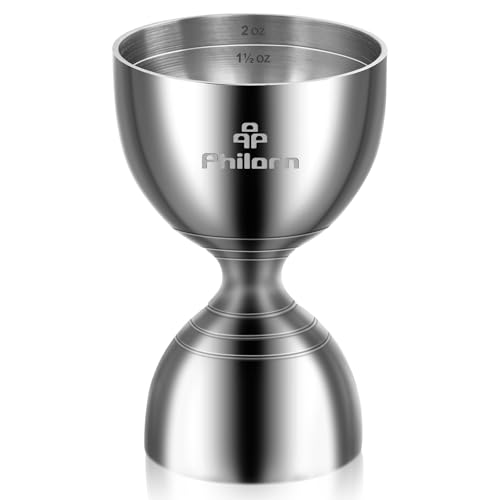 Philorn Bell Jigger for Bartending, Cocktail Jigger 2 OZ 1 OZ with Measurements Inside, Premium 304 Stainless Steel Shot Measure Double Jigger Bar Liquor Measuring Jigger