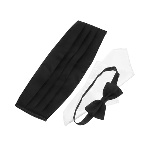 Beavorty Bow Tie Pocket Square Set 3pc Formal Tuxedo Accessories for Men Groomsmen Wedding Anniversary Party