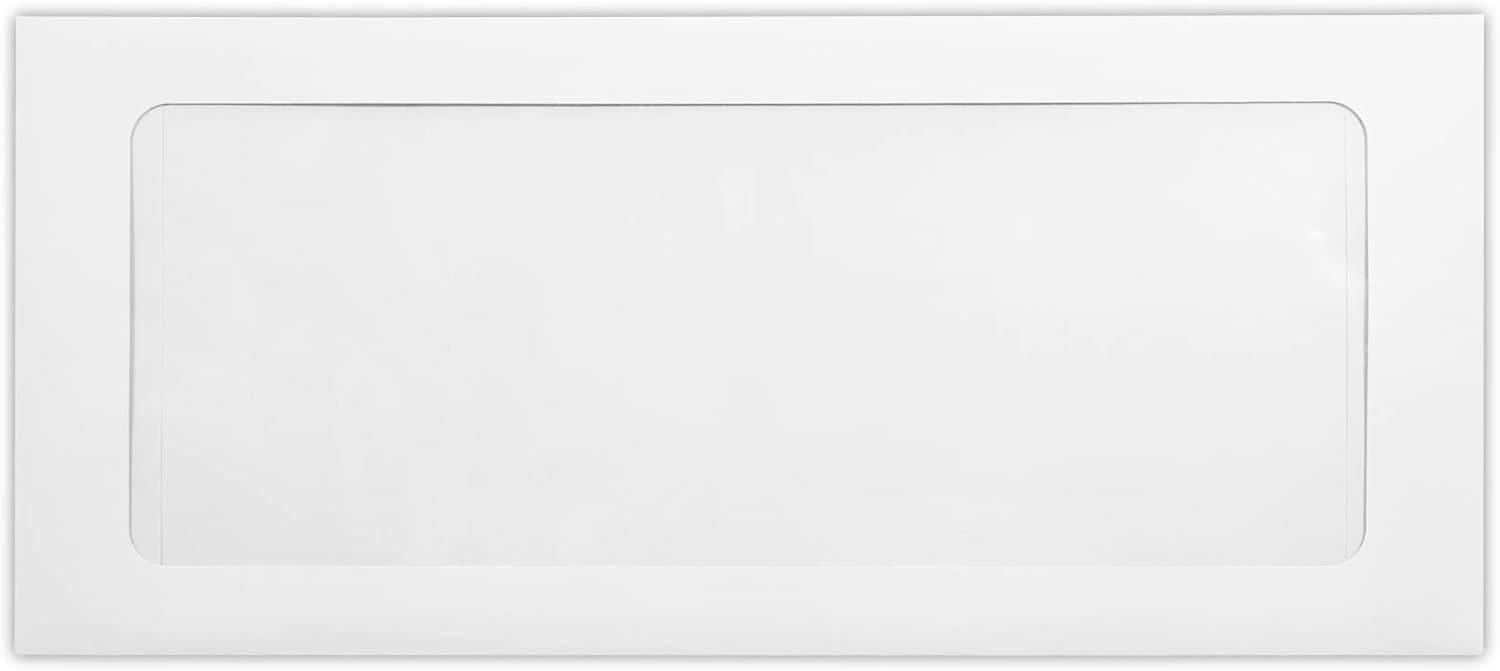 LUXPaper #10 Business Full Face Window Envelopes | Peel & Press | 4 1/8 x 9 1/2 | Bright White | 28lb. Text | 500 Qty