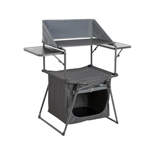 Royal Leisure Compact Easy Up Kitchen Stand with Windshield Side Tables Storage Cupboard Steel Frame 30 kg Capacity