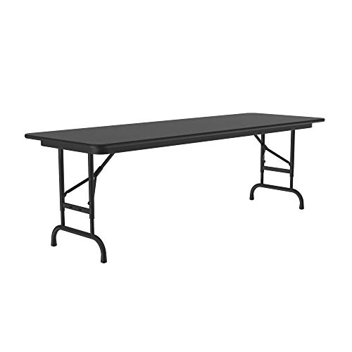Correll 24"X72" Commercial Duty Adjustable Height Folding Table, Black Granite Melamine Top 5/8" Thick Core, Made In The Usa, Steel Apron (Cfa2472M-07), Gray Granite #TOP2