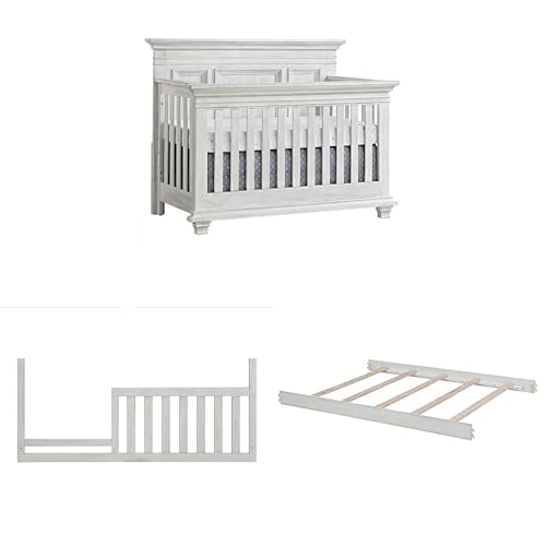 Oxford Baby 3 PC Nursey Set Weston 4-in-1 Convertible Crib, Vintage White, Weston Toddler Guard Rail and Weston Full-Size Bed Conversion Kit - GreenGuard Gold Certified