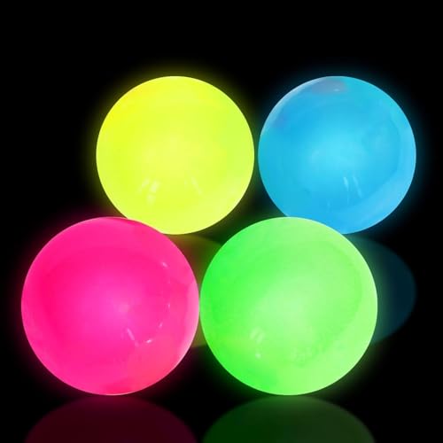 Image of 4 Pcs Glowing Sticky Balls, Glow in The Dark Stick to The Ceiling