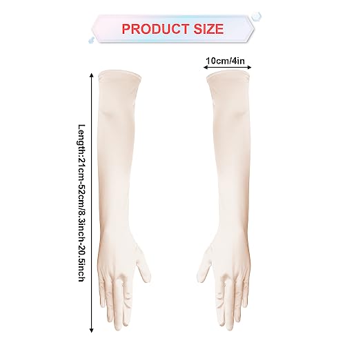 NQEUEPN Women's Long Satin Elbow Gloves, 21" Stretchy Opera Gloves for Evening Party Dance (Champagne) - Image 2