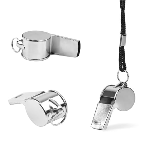 6 Pack Silbato de Acero Inoxidable con Cordón, Sonido Claro y Fuerte Ideal para Entrenadores, Árbitros y Oficiales miniatura 3