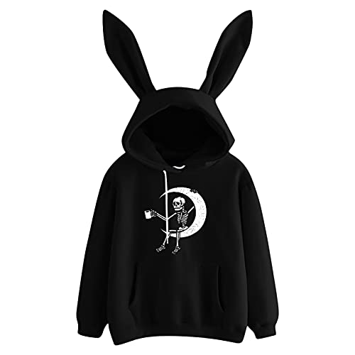 Hemlock Women Teen Girls Cute Hoodie Long Sleeve Rabbit Hooded Sweatshirt Juniors School Hooded Pullover Tops Pocket