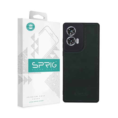 Image of SPRIG Compatible with Moto G96 Matte PU Leather TPU Premium Back Cover Drop Tested Shock Proof Mobile Case for Men, Women, Boys and Girls with Camera Protection (Green)