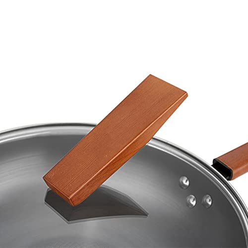 Wok con tapa y mango de madera para cocina miniatura 4