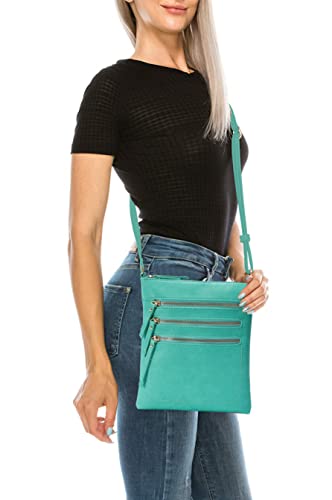 Image of Solene Crossbody Bag Functional Multi Pocket Messenger Purse Top Zip Closure Shoulder Handbag With Adjustable Strap