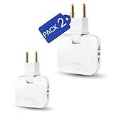 【Pack de 1-2 - 3 y 4 】 Ladron enchufes Plano | Enchufe Plano Pared extraplano de 3 Tomas Giratorio 180º | ladrón Enchufe | enchufes Planos detras Muebles | ladron Enchufe | Ladrones para enchufes