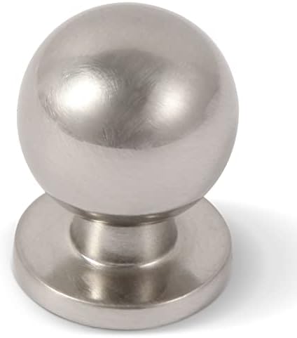 khtumeware Brushed Nickel Cabinet knobs,10 Pack 1 Inch (25mm) Diameter Round Solid Ball Satin Nickel Kitchen Cabinet Knobs,Silver Cabinet Knobs.