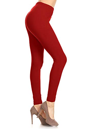 Image of Leggings Depot Women's High Waist Leggings Soft 1 inch Waistband Solid Pants - Regular, Plus, 1X3X, 3X5X