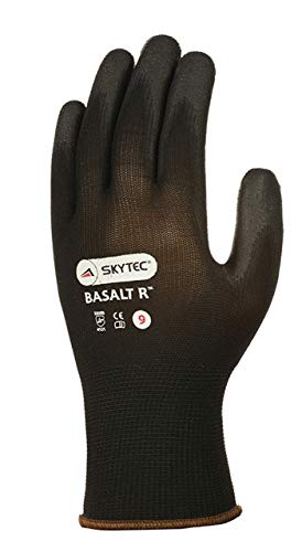 5 Pairs of Skytec Basalt R PU Work Gloves Safety Polyurethane Coating - Sizes 6-11 Available (10 X-Large) Black