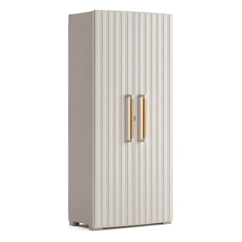 Listado de Armarios de plastico . 42 Keter Armario de Almacenamiento Interior Groove Alto con 2 Puertas y Estantes Ajustables