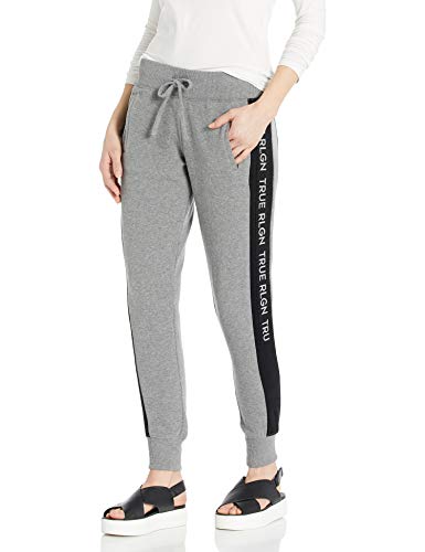 True Religion Women's Contrast Branded Skinny fit Jogger Sweat Pant, Steel, M
