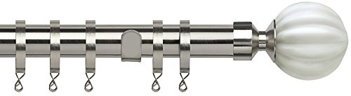 28 mm fija Poles Apart barra con par de provincia Finials – satinado plata – 150 cm