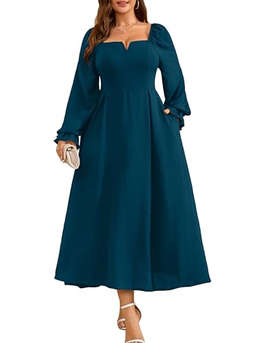 RWJ Long Sleeve Dress for Women 2025 Fall V Neck