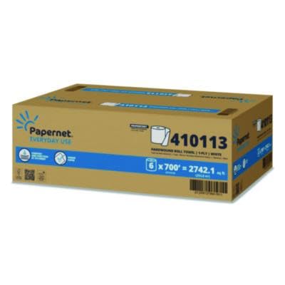 Paper Towels Hardwound Roll, Heavenly Soft Standard, White, Recycled 700', for HyTech Dispensers, Papernet 410113, One Roll