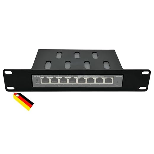 10 Zoll Rackmount Einbau-Rahmen für Netgear GS308EP & TP-Link TL-SG108PE, 8-Port PoE Switch Halterung, 10" Netzwerkschrank, Made in Germany Halterung Befestigung