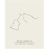 12 Zodiac Signs Wall Art Print, Astrology Decor for Home, Bedroom, Living Room, Office, 8x10 Unframed Poster Print, Aquarius Horoscope Constellation Design, Celestial and Mystic Aesthetic Gift